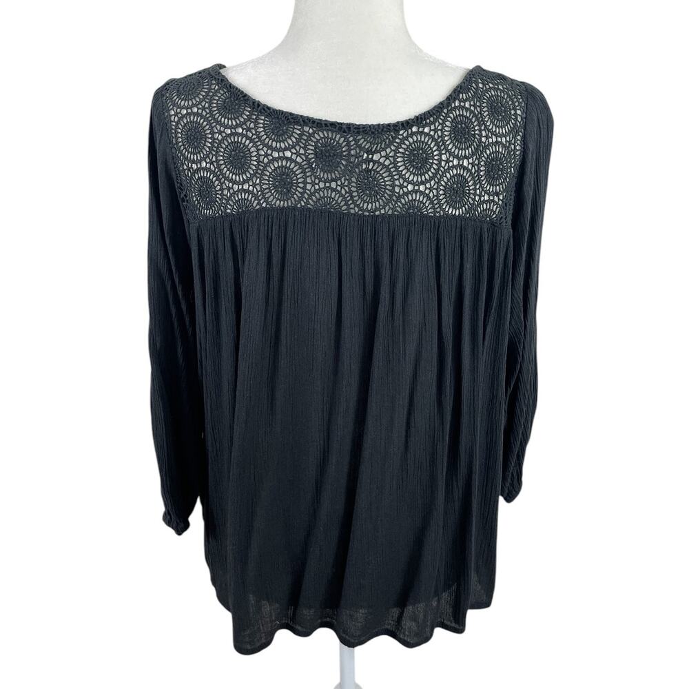 Denim & Supply Ralph Lauren Cotton Gauze Embroidered Top Sz L Dark Cottage Boho